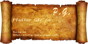 Pfeffer Géza névjegykártya